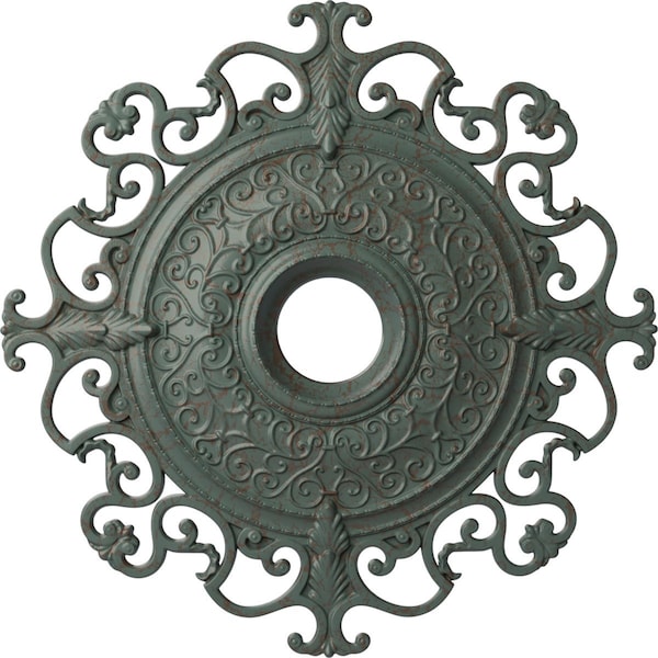Ekena Millwork Orleans Medallion (Canopies up to 8 1/4"), 38 3/8"OD x 6 5/8"ID x 2 7/8"P, Cloud Burst Crackle CM38OLCBC - main